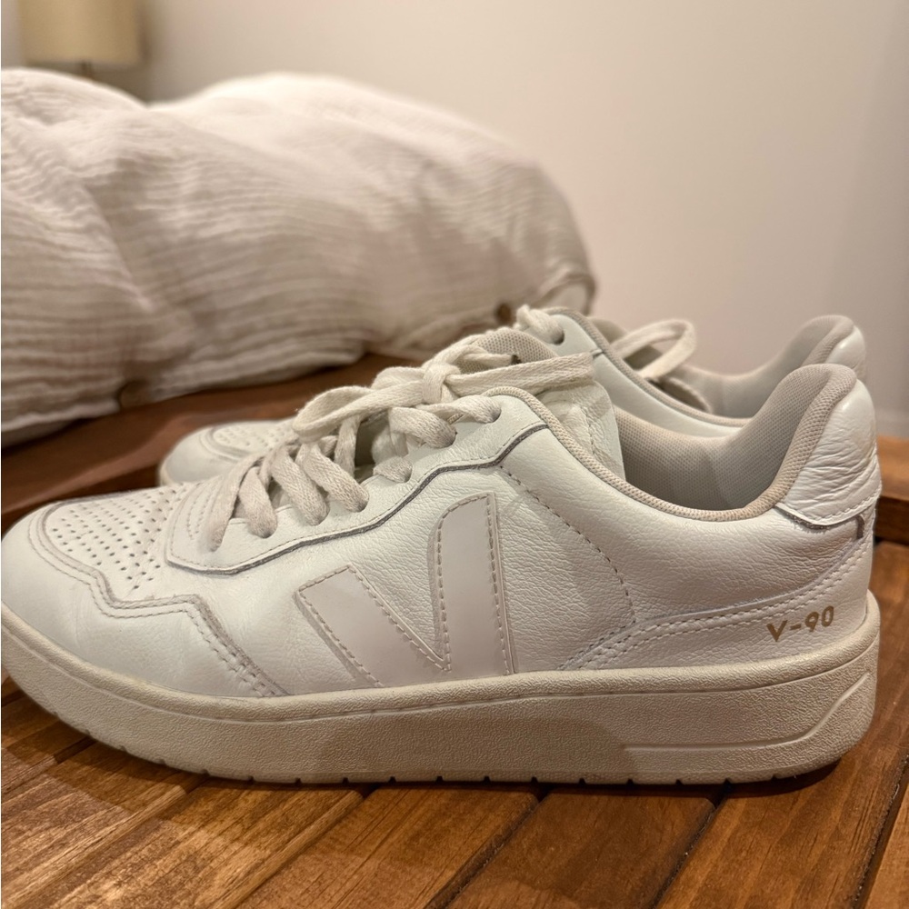 Veja V-90 White Leather Sneakers